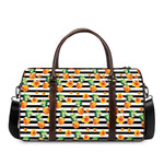 Pineapple And Hibiscus Striped Print Duffle Bag