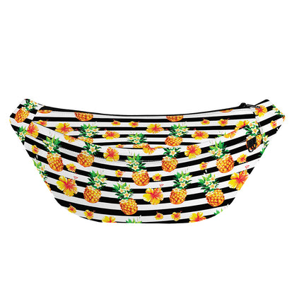 Pineapple And Hibiscus Striped Print Fanny Pack