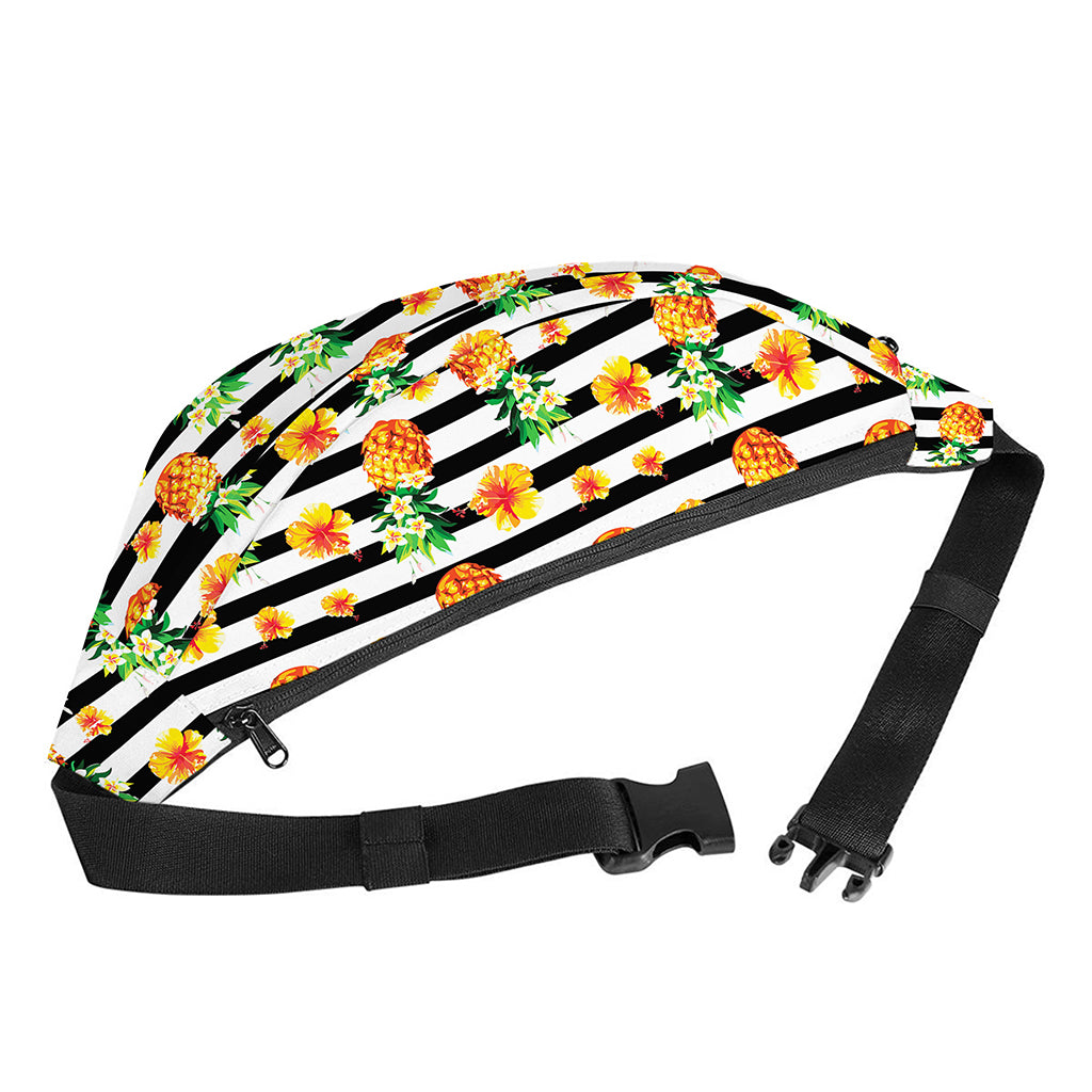 Pineapple And Hibiscus Striped Print Fanny Pack