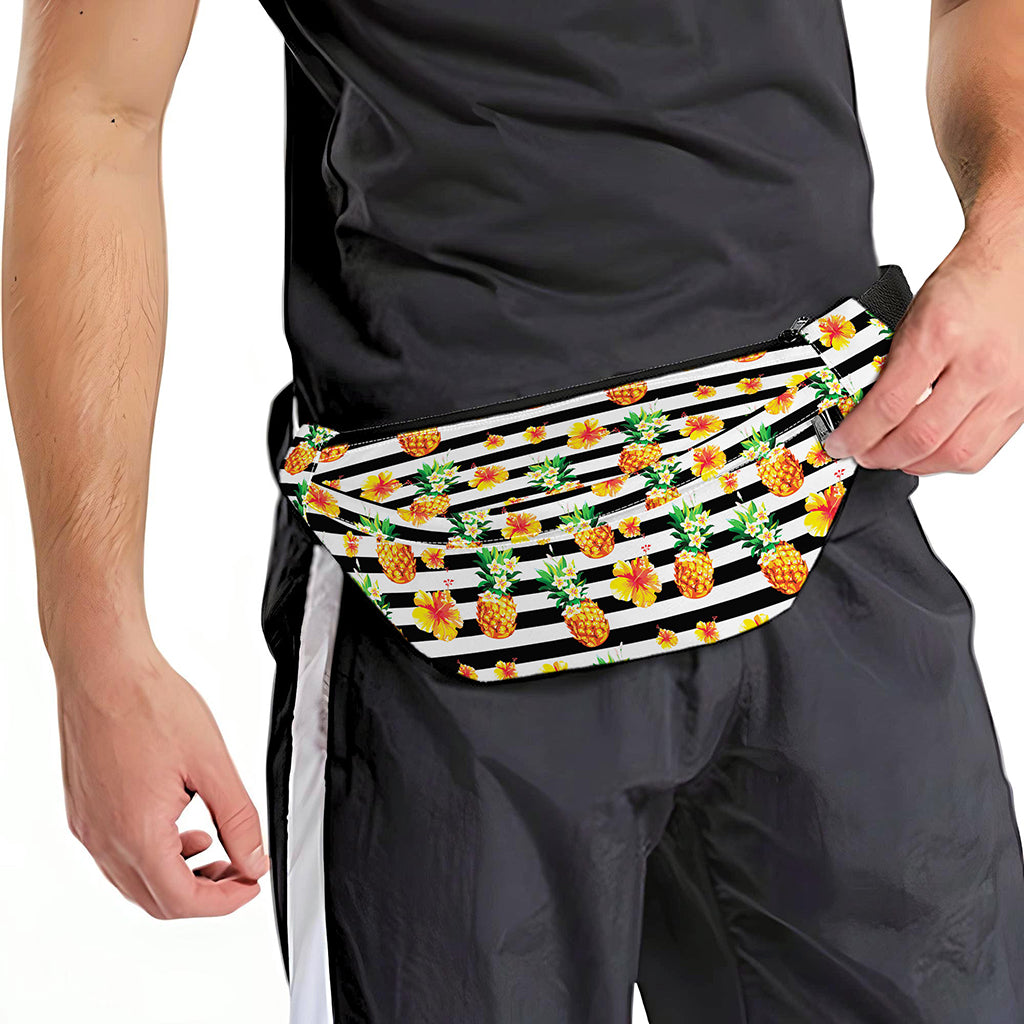Pineapple And Hibiscus Striped Print Fanny Pack