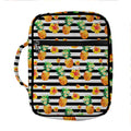 Pineapple And Hibiscus Striped Print Front Pocket Bible Bag