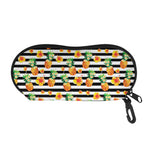 Pineapple And Hibiscus Striped Print Glasses Case