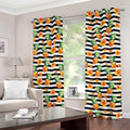 Pineapple And Hibiscus Striped Print Grommet Curtains