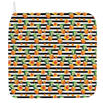 Pineapple And Hibiscus Striped Print Hand Towel