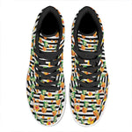 Pineapple And Hibiscus Striped Print High Top Leather Sneakers