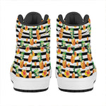 Pineapple And Hibiscus Striped Print High Top Leather Sneakers
