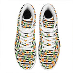 Pineapple And Hibiscus Striped Print High Top Leather Sneakers