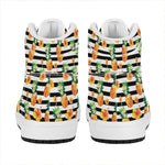 Pineapple And Hibiscus Striped Print High Top Leather Sneakers