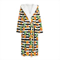 Pineapple And Hibiscus Striped Print Hooded Bathrobe
