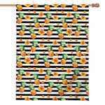 Pineapple And Hibiscus Striped Print House Flag