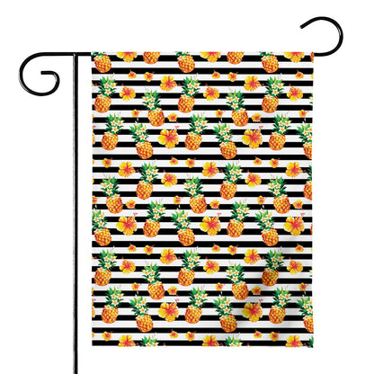 Pineapple And Hibiscus Striped Print House Flag