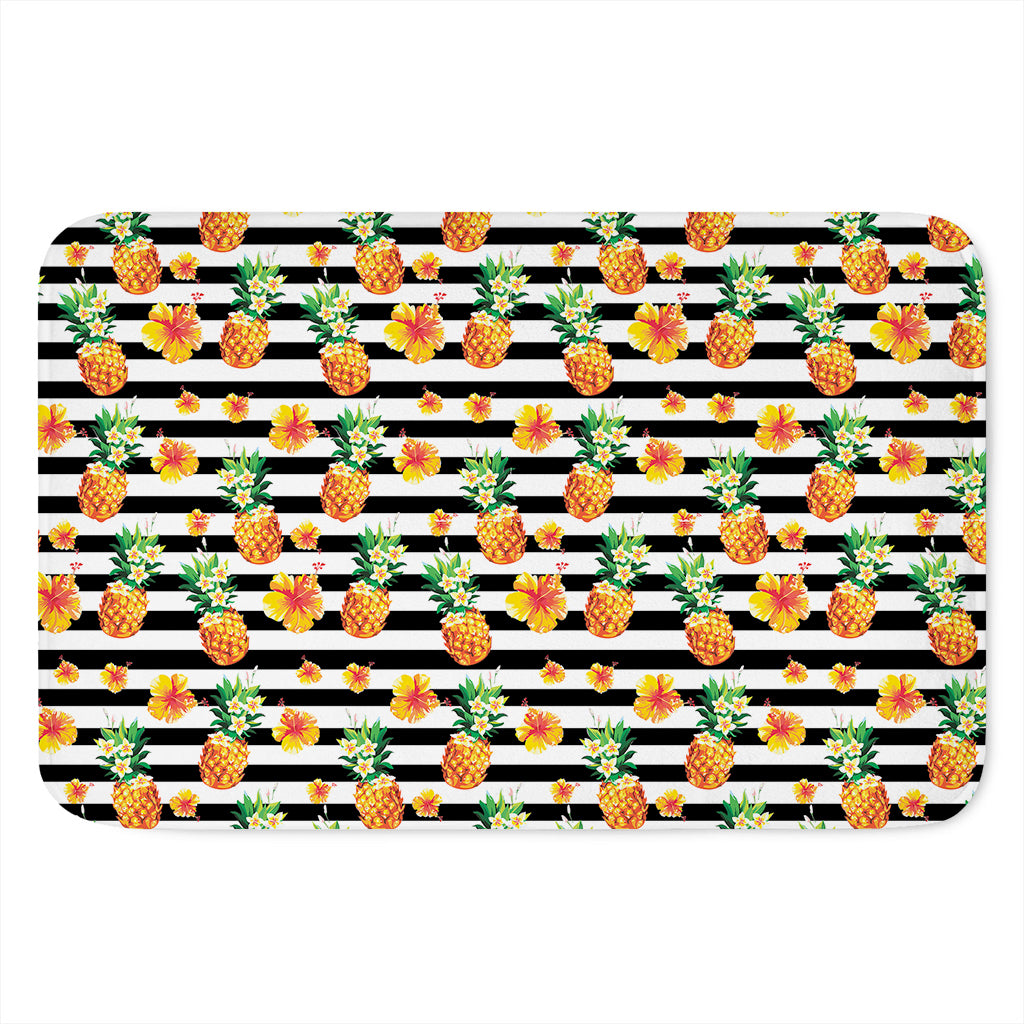 Pineapple And Hibiscus Striped Print Indoor Door Mat
