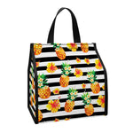Pineapple And Hibiscus Striped Print Insulated Lunch Tote