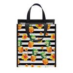 Pineapple And Hibiscus Striped Print Insulated Lunch Tote