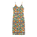 Pineapple And Hibiscus Striped Print Jersey Midi Cami Dress