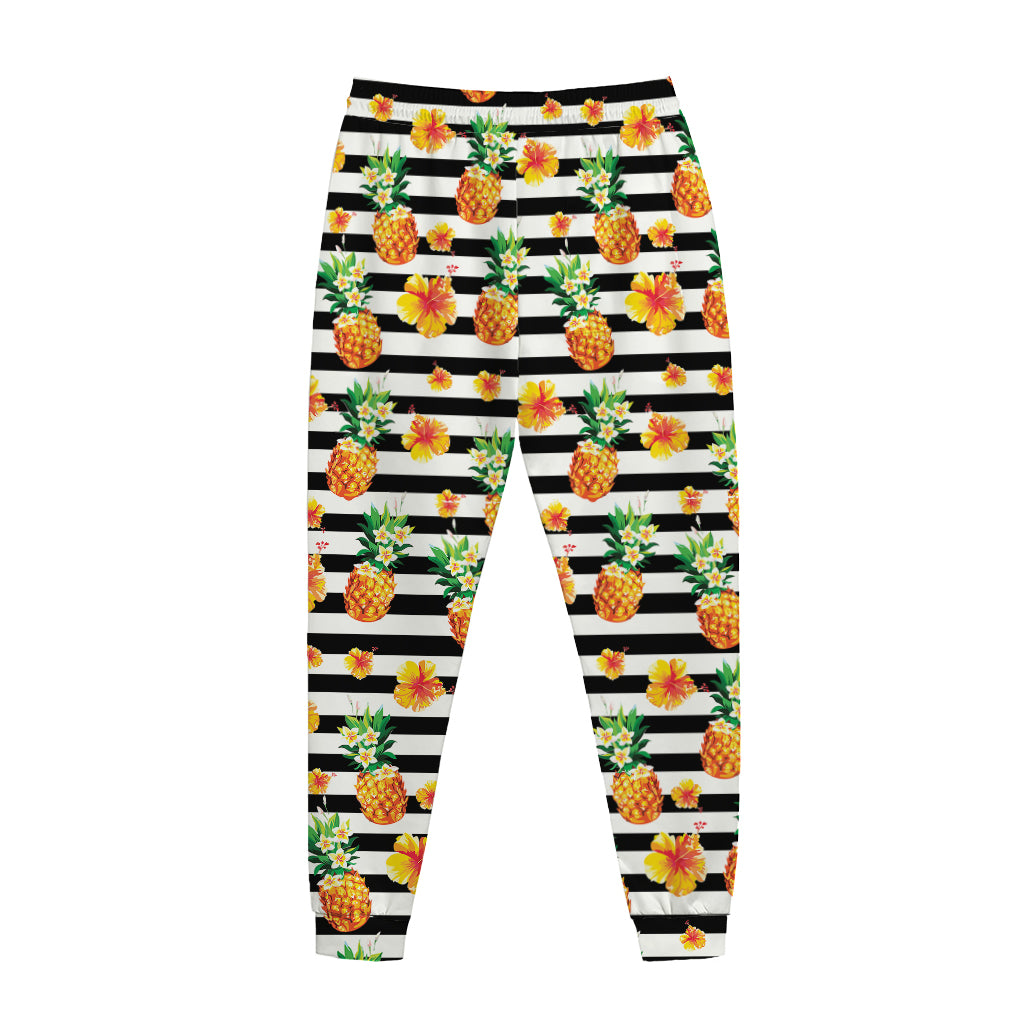 Pineapple And Hibiscus Striped Print Jogger Pants
