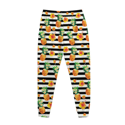 Pineapple And Hibiscus Striped Print Jogger Pants