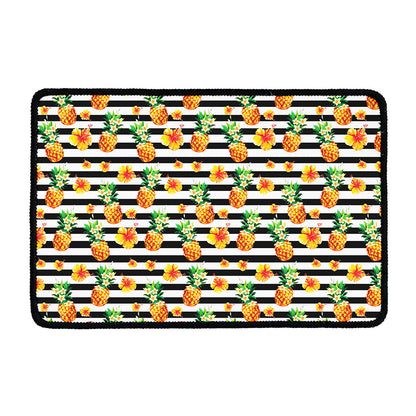Pineapple And Hibiscus Striped Print Kitchen Mat