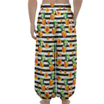Pineapple And Hibiscus Striped Print Lantern Pants