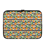 Pineapple And Hibiscus Striped Print Laptop Sleeve