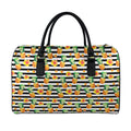 Pineapple And Hibiscus Striped Print Leather Duffel Bag