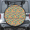 Pineapple And Hibiscus Striped Print Leather Spare Tire Cover