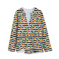 Pineapple And Hibiscus Striped Print Long Sleeve Short Coat