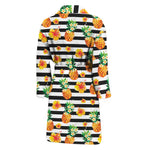 Pineapple And Hibiscus Striped Print Men's Bathrobe