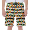 Pineapple And Hibiscus Striped Print Men's Beach Shorts