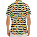 Pineapple And Hibiscus Striped Print Men's Deep V-Neck Shirt