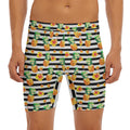 Pineapple And Hibiscus Striped Print Men's Long Boxer Briefs