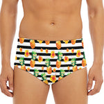 Pineapple And Hibiscus Striped Print Men's Triangle Swim Briefs