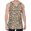 Pineapple And Hibiscus Striped Print Men's Velvet Tank Top