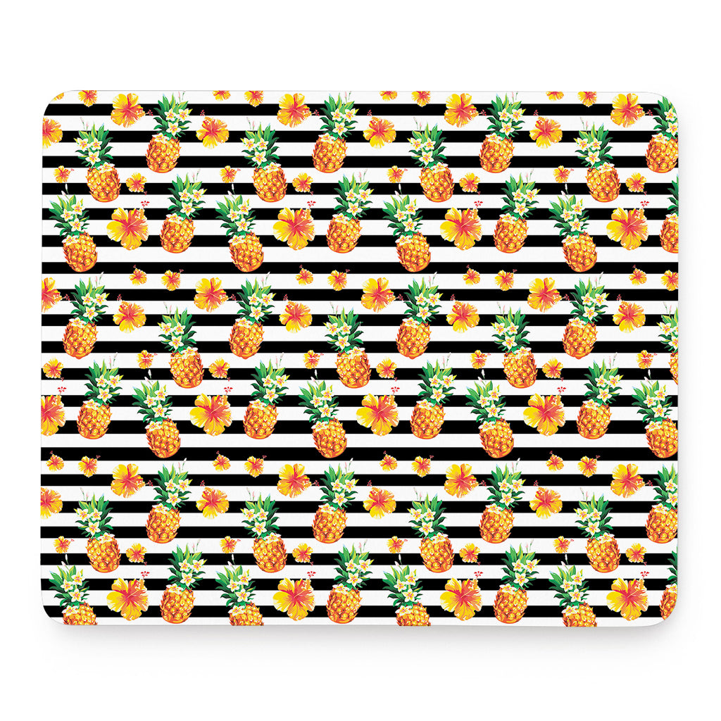 Pineapple And Hibiscus Striped Print Mouse Pad
