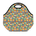Pineapple And Hibiscus Striped Print Neoprene Lunch Bag