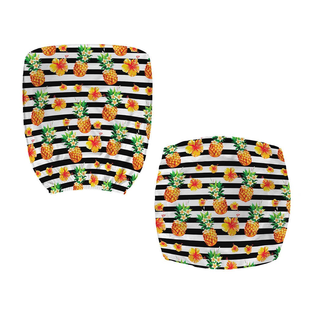 Pineapple And Hibiscus Striped Print Office Chair Cover