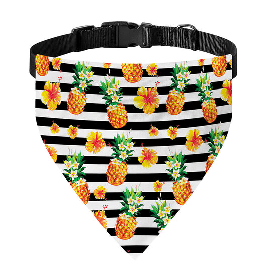 Pineapple And Hibiscus Striped Print Over The Collar Dog Bandana
