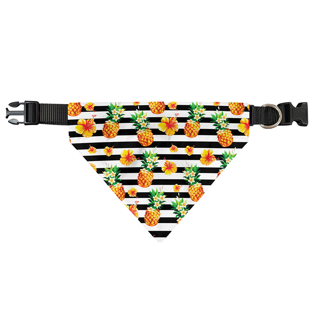 Pineapple And Hibiscus Striped Print Over The Collar Dog Bandana