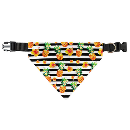 Pineapple And Hibiscus Striped Print Over The Collar Dog Bandana