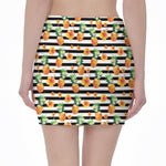 Pineapple And Hibiscus Striped Print Pencil Mini Skirt