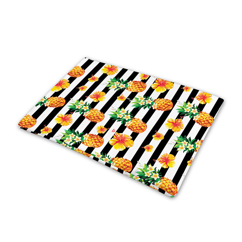 Pineapple And Hibiscus Striped Print Pet Cooling Mat Cover