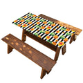 Pineapple And Hibiscus Striped Print Picnic Table Cover