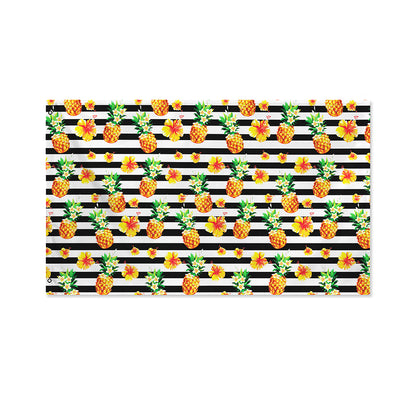 Pineapple And Hibiscus Striped Print Polyester Flag