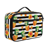 Pineapple And Hibiscus Striped Print Portable Lunch Bag