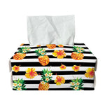 Pineapple And Hibiscus Striped Print Rectangle Tissue Box Cover