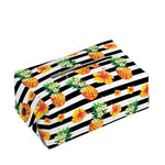 Pineapple And Hibiscus Striped Print Rectangle Tissue Box Cover
