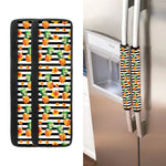 Pineapple And Hibiscus Striped Print Refrigerator Handle Covers
