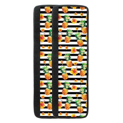 Pineapple And Hibiscus Striped Print Refrigerator Handle Covers