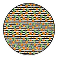 Pineapple And Hibiscus Striped Print Round Floor Mat
