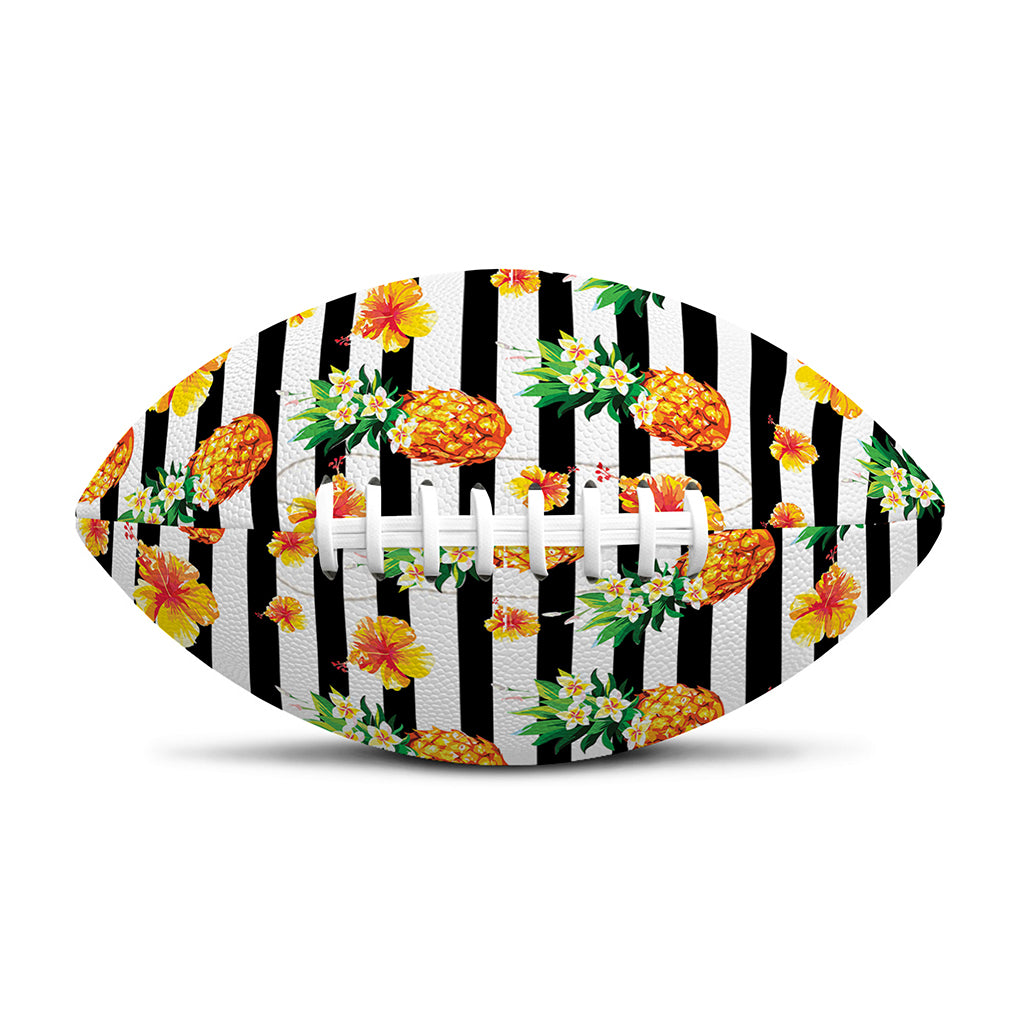 Pineapple And Hibiscus Striped Print Rugby Ball